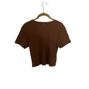 Nuuds Brown Women's Top Ribbed Crop XS